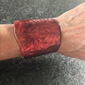 Vibrant Red Textured Cuff Bracelet